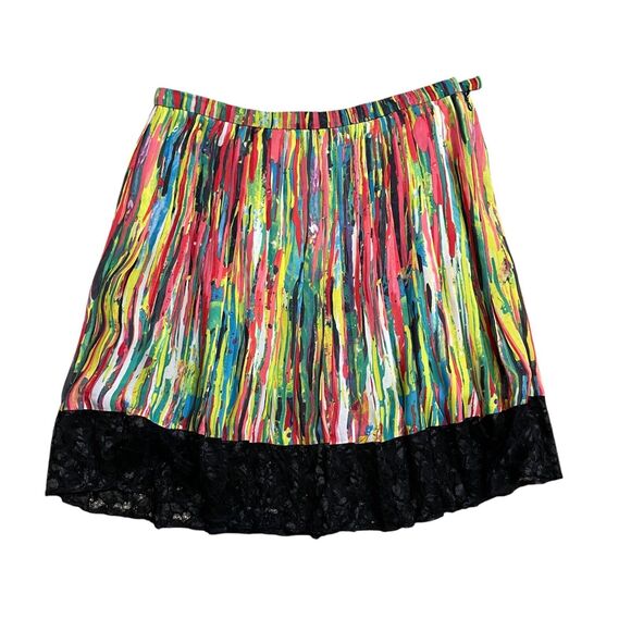 Prabal Gurung Dresses & Skirts - Prabal‎ Gurug 12 Colorful Lined Skirt Black Lace Polyester Nylon Lined
